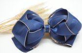 Grosgrain luxe haarstrik - Kleur Marine blauw - Haarstrik  - Glitter haarstrik – Babyshower - Bows and Flowers