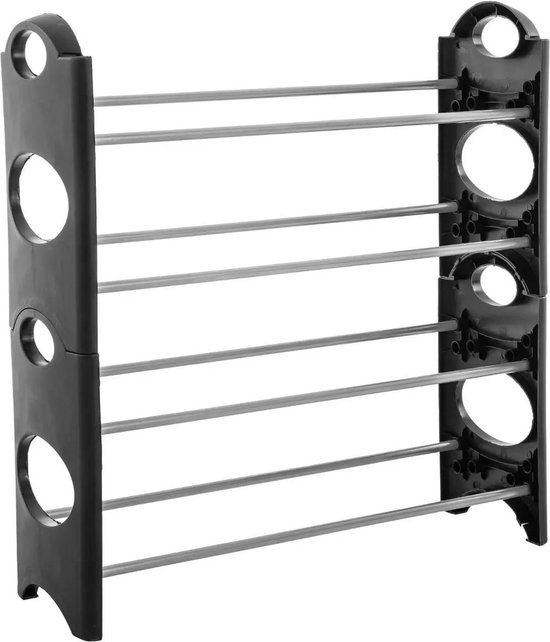 FINEW 9 Tier Shoe Rack, Metal Shoe Racks, Large Shoe Rack for 64-72 Pairs of Shoes, 4 Rows, Standing Shelf, Shoe Cabinet with Hooks for Living Room, Dressing Room, Hallway