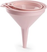 Trechters set groot roze 3-delig - Keuken/camping artikelen/benodigdheden - 12, 14 en 16 cm diameter