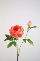Kunstbloem Pioen - topkwaliteit decoratie - Peach Zalm - zijden tak - 63 cm hoog