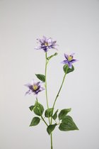 Kunstbloem Clematis - topkwaliteit decoratie - Paars - zijden tak - 89 cm hoog