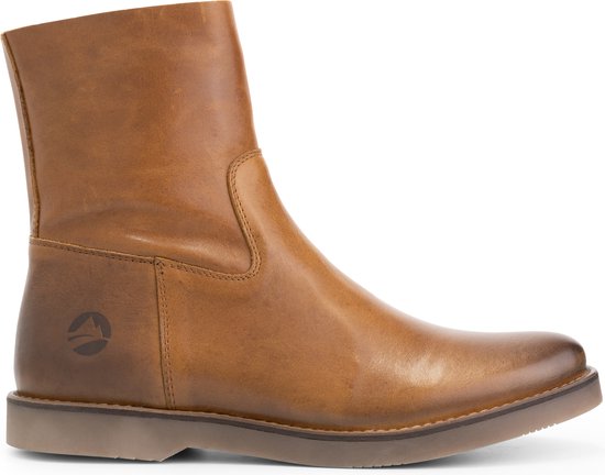 Travelin' Pleubian Dames Leren Enkellaarzen - Nette schoenen vrouwen - Cognac Bruin Leer - Maat 39