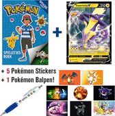 Pokémon Spelletjesboek + Toxtricity V Promotiekaart (Spaanse versie)  + Pokémon Balpen + 5 Pokémon Stickers {Speelgoed voor kinderen jongens meisjes - Pokemon GO Sword & Shield Spelletjes Sti