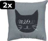 2x KUSSEN MEOW CATNIP GRIJS 10CM