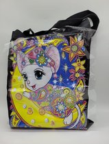 Diamond painting (shopping) bag zwart - SBZ 0001 - Muis op maan