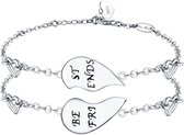 Bixorp Friends - Bracelet d'amitié en argent pour deux - Beau bracelet d'amitié en métal pour 2 BFFs / Best Friends / Sisters