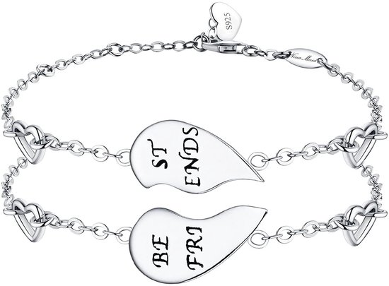 Bixorp Friends - Bracelet d'amitié en argent pour deux - Beau bracelet d'amitié en métal pour 2 BFFs / Best Friends / Sisters