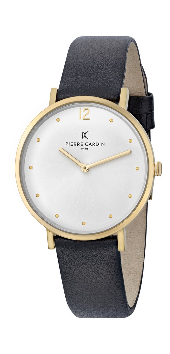 Pierre Cardin Belleville Simplicity CBV.1009 Horloge - Leer - Zwart - Ø 39 mm