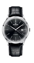 Edox Les Vauberts 80106 3C NIN Horloge - Leer - Zwart - Ø 41 mm