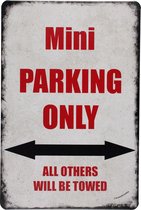 Mini parking only 2 - Wandbord - Metalen bord - Wand bord - 20 x 30cm - Decoratie - Metalen borden - UV bestendig - Metalen decoratie - Cadeau - Eco vriendelijk - Auto - Wandborden