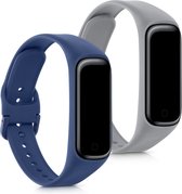 kwmobile 2x armband voor Samsung Galaxy Fit 2 - Bandjes voor fitnesstracker in donkerblauw / grijs