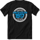 1917 Limited Edition | Feest Kado T-Shirt Heren - Dames | Wit - Blauw | Perfect Verjaardag Cadeau Shirt | Grappige Spreuken - Zinnen - Teksten | Maat XXL