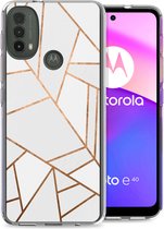 iMoshion Design voor de Motorola Moto E30 / E40 hoesje - Grafisch Koper - Wit / Goud