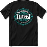 1957 The One And Only | Feest Kado T-Shirt Heren - Dames | Cobalt - Wit | Perfect Verjaardag Cadeau Shirt | Grappige Spreuken - Zinnen - Teksten | Maat XL