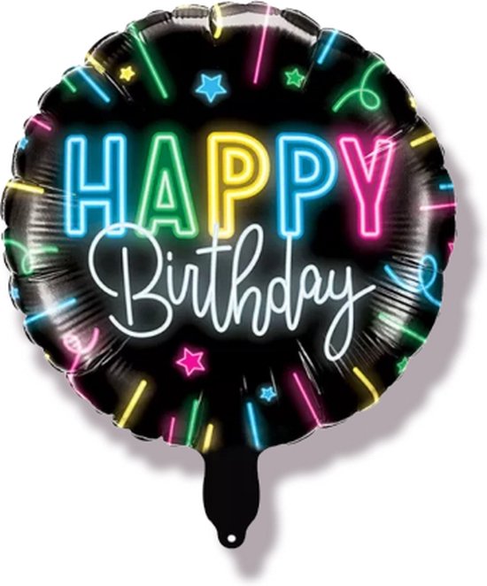 Folieballon Happy birthday, neon, Gefeliciteerd, verjaardag 40 cm Kindercrea