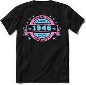 1946 Premium Quality | Feest Kado T-Shirt Heren - Dames | Licht Roze - Licht Blauw | Perfect Verjaardag Cadeau Shirt | Grappige Spreuken - Zinnen - Teksten | Maat XL