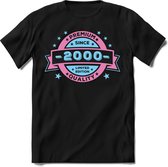 2000 Premium Quality | Feest Kado T-Shirt Heren - Dames | Licht Roze - Licht Blauw | Perfect Verjaardag Cadeau Shirt | Grappige Spreuken - Zinnen - Teksten | Maat XL