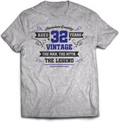 32 Jaar Legend - Feest kado T-Shirt Heren / Dames - Antraciet Grijs / Donker Blauw - Perfect Verjaardag Cadeau Shirt - grappige Spreuken, Zinnen en Teksten. Maat S