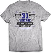 31 Jaar Legend - Feest kado T-Shirt Heren / Dames - Antraciet Grijs / Donker Blauw - Perfect Verjaardag Cadeau Shirt - grappige Spreuken, Zinnen en Teksten. Maat XL