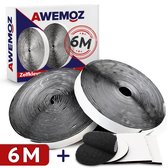 AWEMOZ Klittenband Zelfklevend - 6 Meter Lang - Velcro Zwart - Extra Sterk
