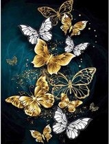 Diamond painting - Goude vlinders - Geproduceerd in Nederland - 60 x 90 cm - canvas materiaal - vierkante steentjes - Binnen 2-3 werkdagen in huis