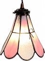 LumiLamp Hanglamp Tiffany Ø 18x90 cm Roze Glas Metaal Hanglamp Eettafel
