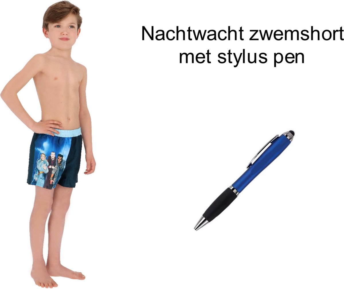 Nachtwacht Zwemshort - Zwembroek - boys. Maat 122/128 cm - 7/8 jaar + EXTRA 1 Stylus Pen.