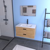 Aurlane hangend badkamermeubel 80 cm decohout H46xL80xP45cm - met lades, wastafel en spiegel