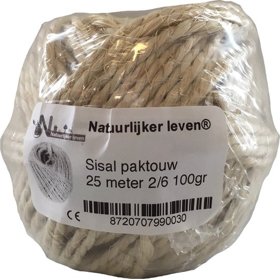 Sisal paktouw 25 meter 2/6 100gr - sisal touw - touw