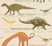 A.S. Création behangpapier dinosaurussen groen, beige, geel en oranje - AS-936331 - 53 cm x 10,05 m
