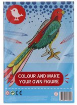 Kleur en maak je eigen vogelfiguur (1 stuk) assorti
