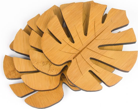 Bamboe onderzetters "Leaf 2" (set van 4)- accessoires
