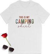 T Shirt Heren - T Shirt Dames - Camping - Wit - Maat M