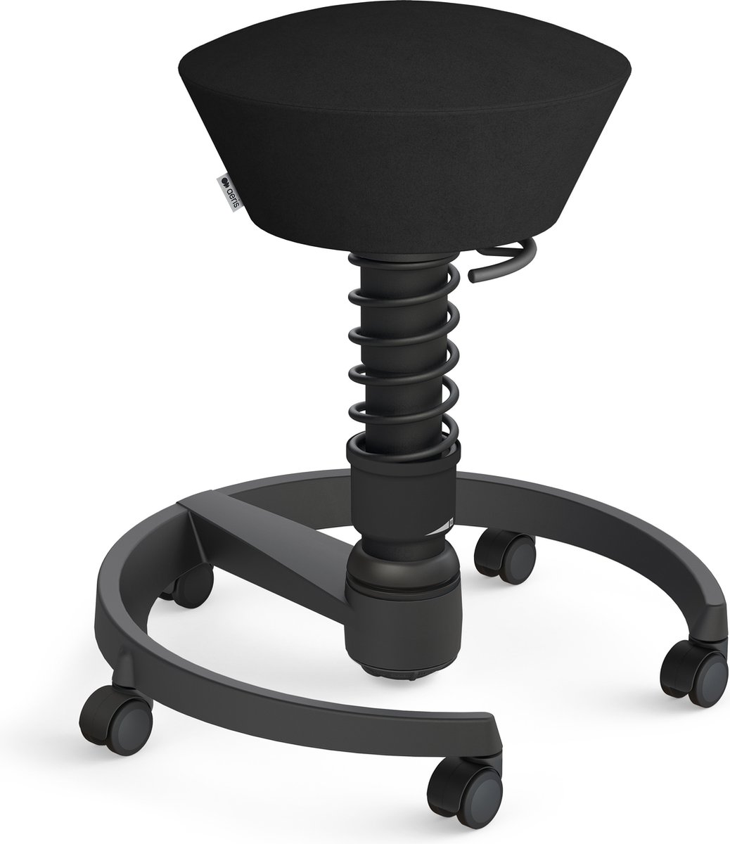 Aeris swopper - ergonomische bureaustoel - wielen voor harde ondergrond - ergonomische kruk - microvezel - zwart