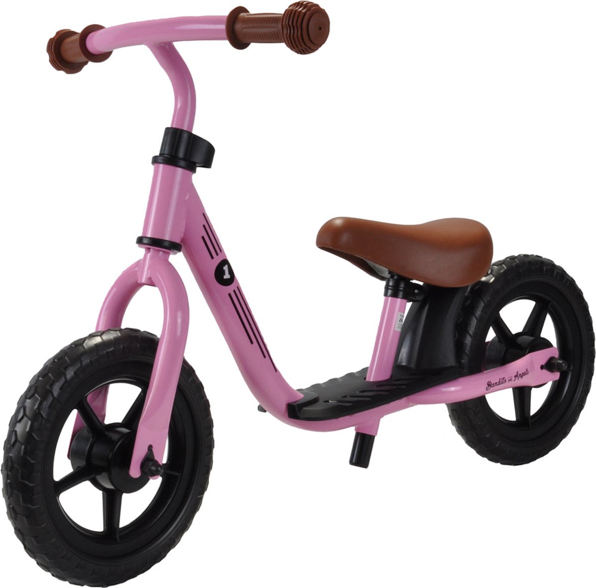 Bandits & Angels Metalen Loopfiets Starter Roze met Voetenplank vanaf 2 Jaar - Limited Edition - Roze Loop Fiets - Verstelbaar Zadel 29 tot 39 cm - Voor Jongens en Meisjes - Compact en Veilig - Lage Instap met Voetenplank — afbeelding 6
