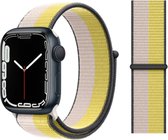 UrbanGoods - Horlogebandje - Geweven sportbandje - Wit - Geel - Geschikt voor Apple Watch - Nylon - 38/40/41mm