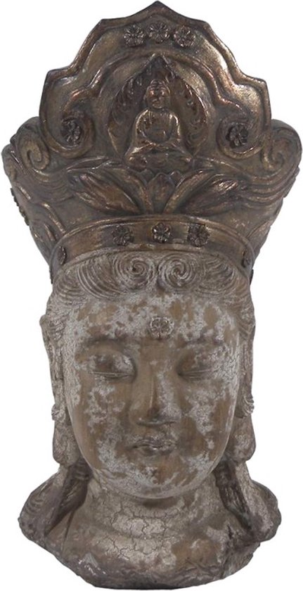 Decoratie Beeld Boeddha 12*9*22 cm Bruin Kunststof Decoratief Figuur Decoratieve Accessoires Woonaccessoires