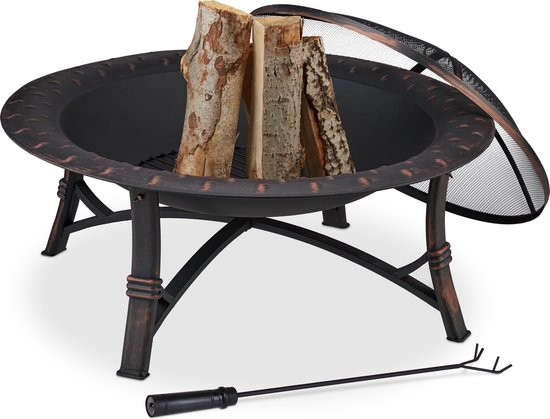 Chauffage Patio Camping Brasero Jardin Fonte 56cm Harbour Housewares - Foyer Extérieur Portable Pour Bois Et Charbon Foyer Camping Bois Charbon