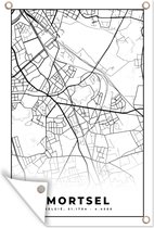 Tuinposters buiten Zwart Wit – België – Plattegrond – Stadskaart – Kaart – Mortsel - 60x90 cm - Tuindoek - Buitenposter