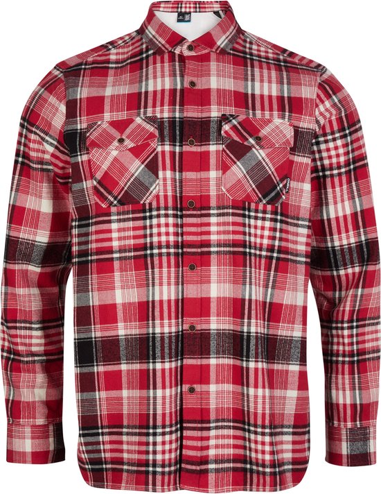 O'Neill Shirts Men Flannel Check Shirt Haute Red S - Haute Red 100% Katoen Collar