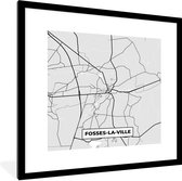 Fotolijst incl. Poster Zwart Wit- Zwart Wit – België – Plattegrond – Stadskaart – Kaart – Fosses la Ville - 40x40 cm - Posterlijst