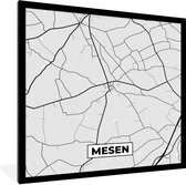 Cadre photo avec affiche Zwart Wit- België - Messines - Plan de la ville - Carte - Zwart Wit - Carte - 40x40 cm - Cadre pour affiche