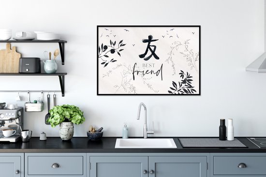 Cadre photo avec affiche - Best ami - Amitié - Proverbes - Citations - Amis - 120x80 cm - Cadre pour affiche