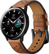 YONO Leer Air Bandje 20mm - Leren Horlogebandje geschikt voor Samsung Galaxy Watch 6 / 5 / Pro / 4 / 3 / Active 2 - Polar Ignite / Unite – Huawei - Bruin