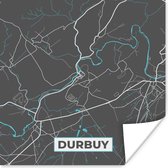 Poster Kaart – Plattegrond – Stadskaart – Durbuy – België - Grijs - 50x50 cm