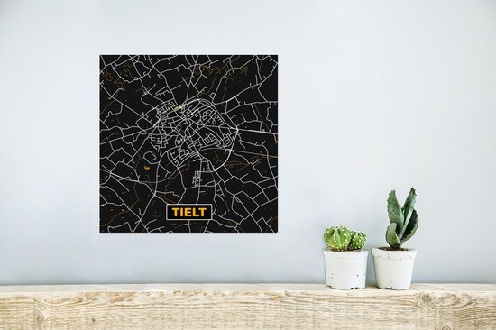 Affiche Carte - Tielt - Or - Carte - Plan de la ville - 30x30 cm