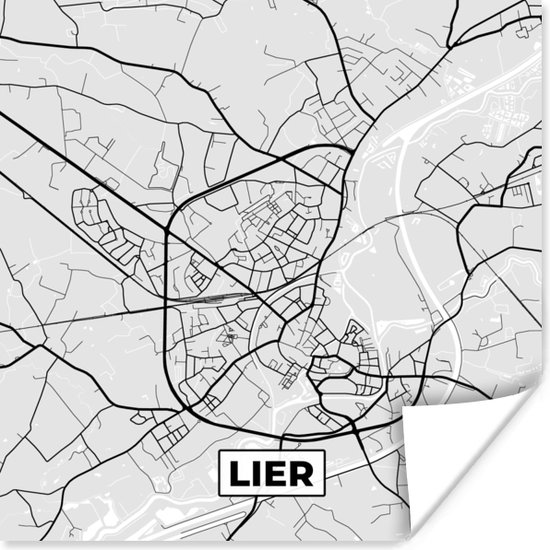 Poster België – Lier – Stadskaart – Kaart – Zwart Wit – Plattegrond - 30x30 cm