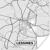Poster België – Lessines – Stadskaart – Kaart – Zwart Wit – Plattegrond - 75x75 cm