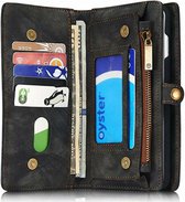 CaseMe - Telefoonhoesje geschikt voor iPhone SE 2022 - 2 in 1 Wallet Book Case - Zwart