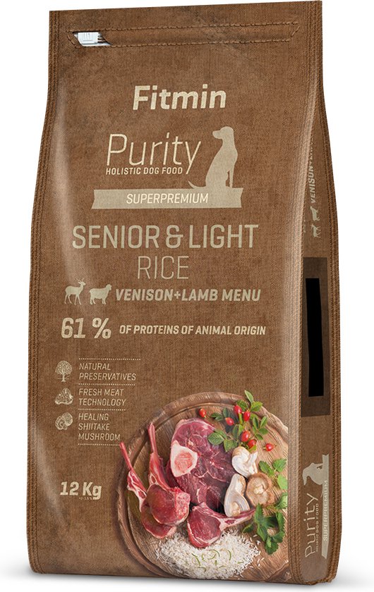 FITMIN Purity Rice Senior & Light Venison & Lam 12 kg - Holistisch Super Premium++++